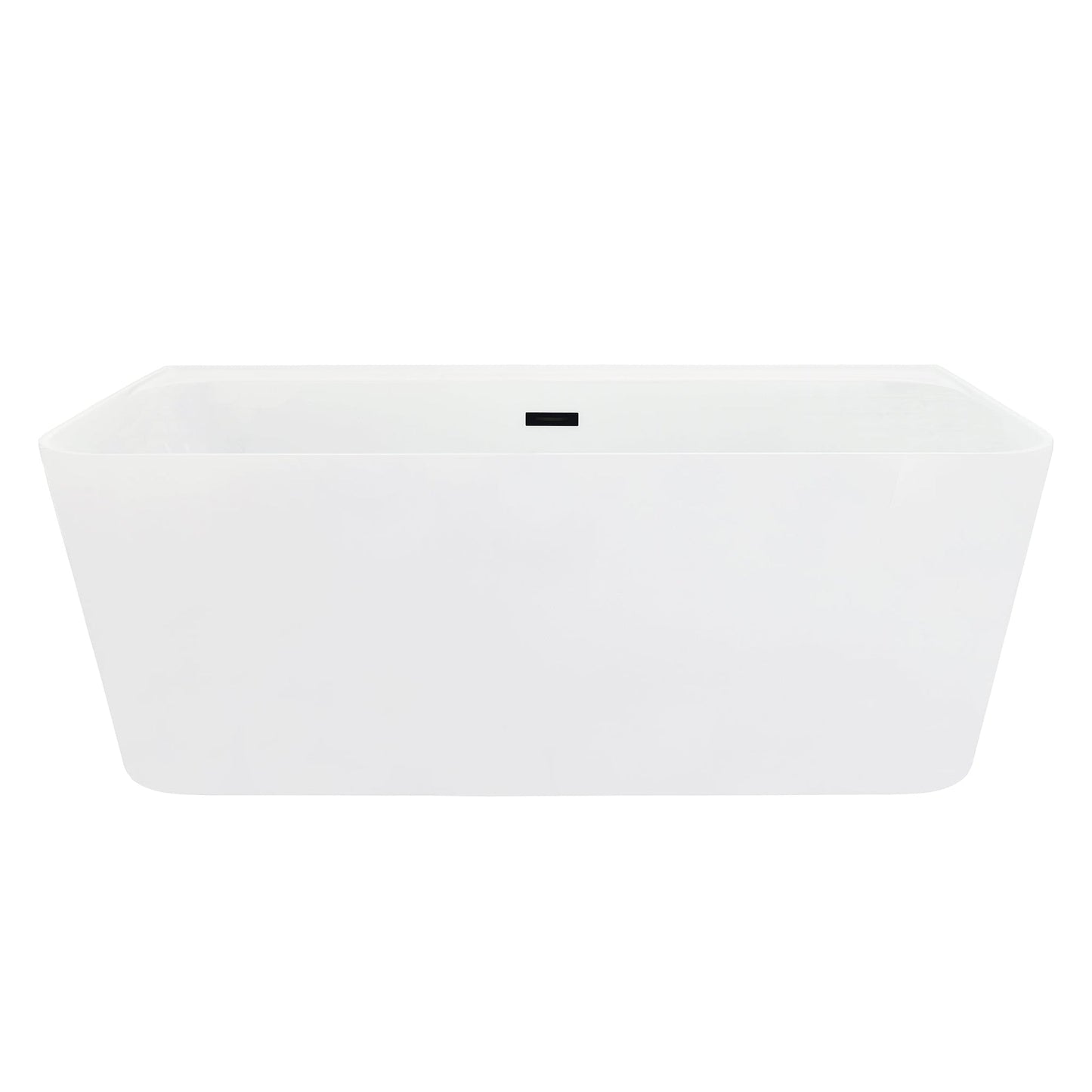 Altair Groda 63" x 30" White Acrylic Freestanding Bathtub With Matte Black Drain and Overflow