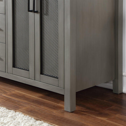 Altair Hadiya 60" Double Gray Pine Freestanding Bathroom Vanity Set With Mirror, Elegant Aosta White Composite Stone Top, Two Rectangular Undermount Ceramic Sinks, Overflow, and Backsplash