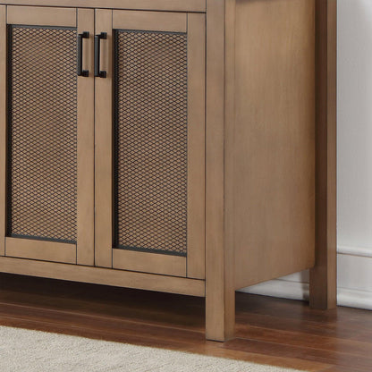 Altair Hadiya 72" Double Brown Pine Freestanding Bathroom Vanity Set With Mirror, Elegant Aosta White Composite Stone Top, Two Rectangular Undermount Ceramic Sinks, Overflow, and Backsplash