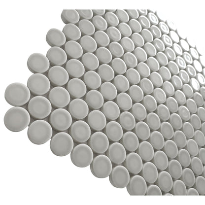 Altair Huelva 11 pcs. Circular Light Grey Glass Penny Mosaic Floor and Wall Tile