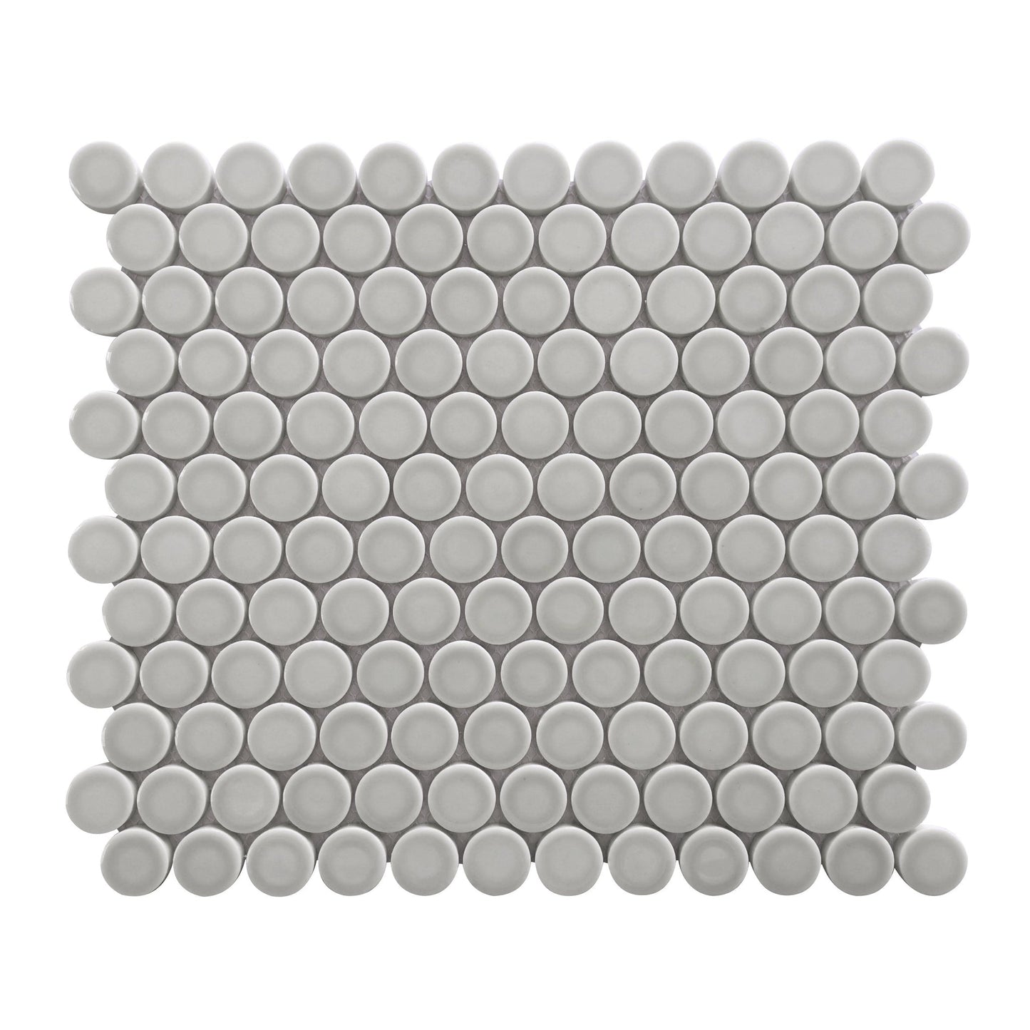 Altair Huelva 11 pcs. Circular Light Grey Glass Penny Mosaic Floor and Wall Tile