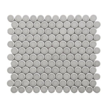 Altair Huelva 11 pcs. Circular Light Grey Glass Penny Mosaic Floor and Wall Tile