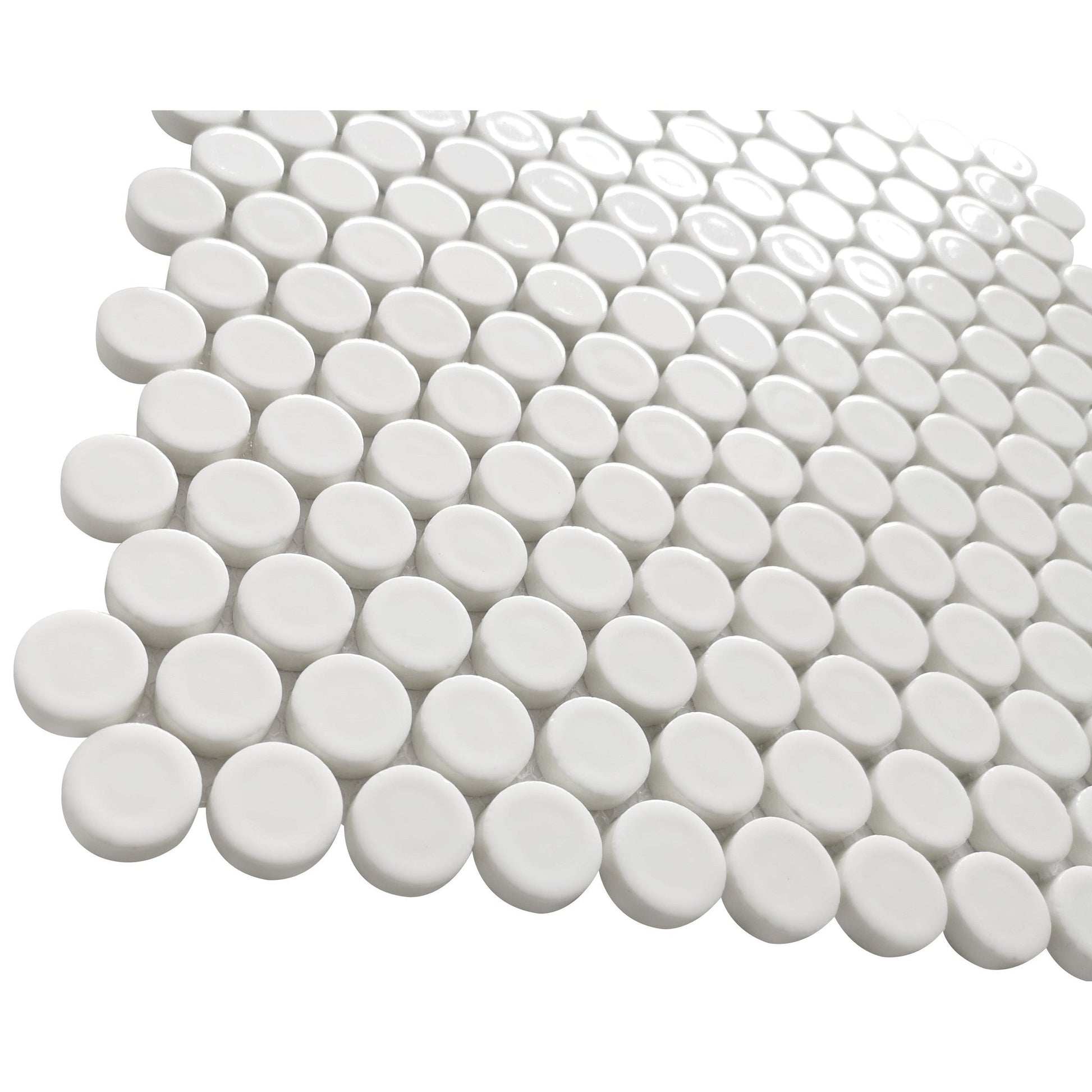 Altair Huelva 11 pcs. Circular White Glass Penny Mosaic Floor and Wall Tile