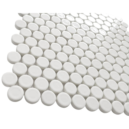 Altair Huelva 11 pcs. Circular White Glass Penny Mosaic Floor and Wall Tile