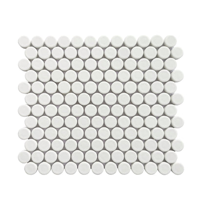 Altair Huelva 11 pcs. Circular White Glass Penny Mosaic Floor and Wall Tile