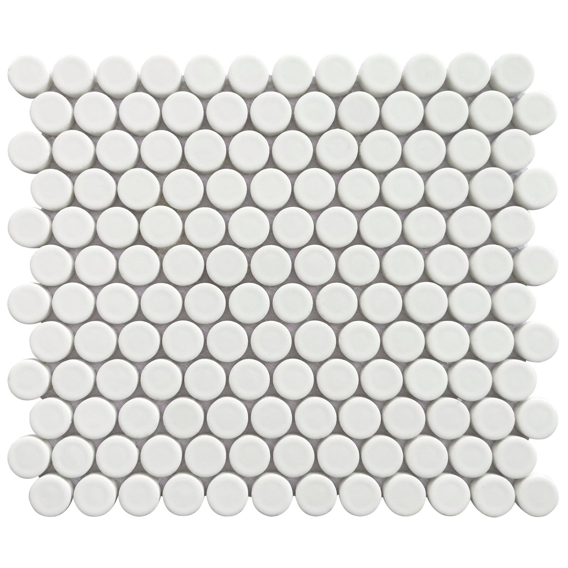 Altair Huelva 11 pcs. Circular White Glass Penny Mosaic Floor and Wall Tile