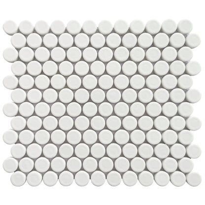 Altair Huelva 11 pcs. Circular White Glass Penny Mosaic Floor and Wall Tile