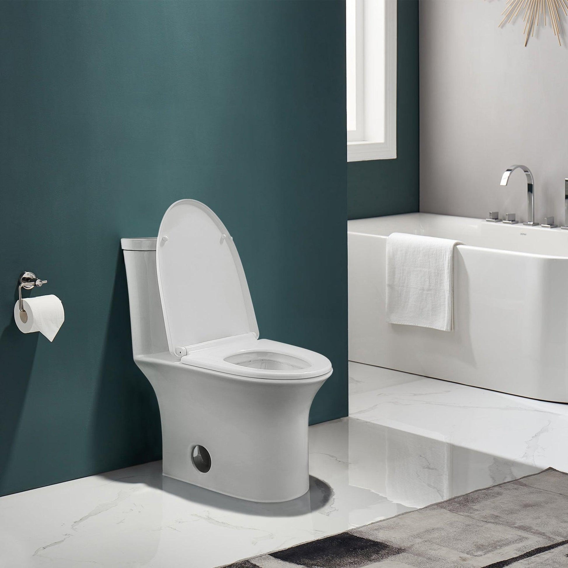 Altair Ibiza Elongated White Ceramic 1.6/1.1 GPF Dual Flush One-Piece Toilet