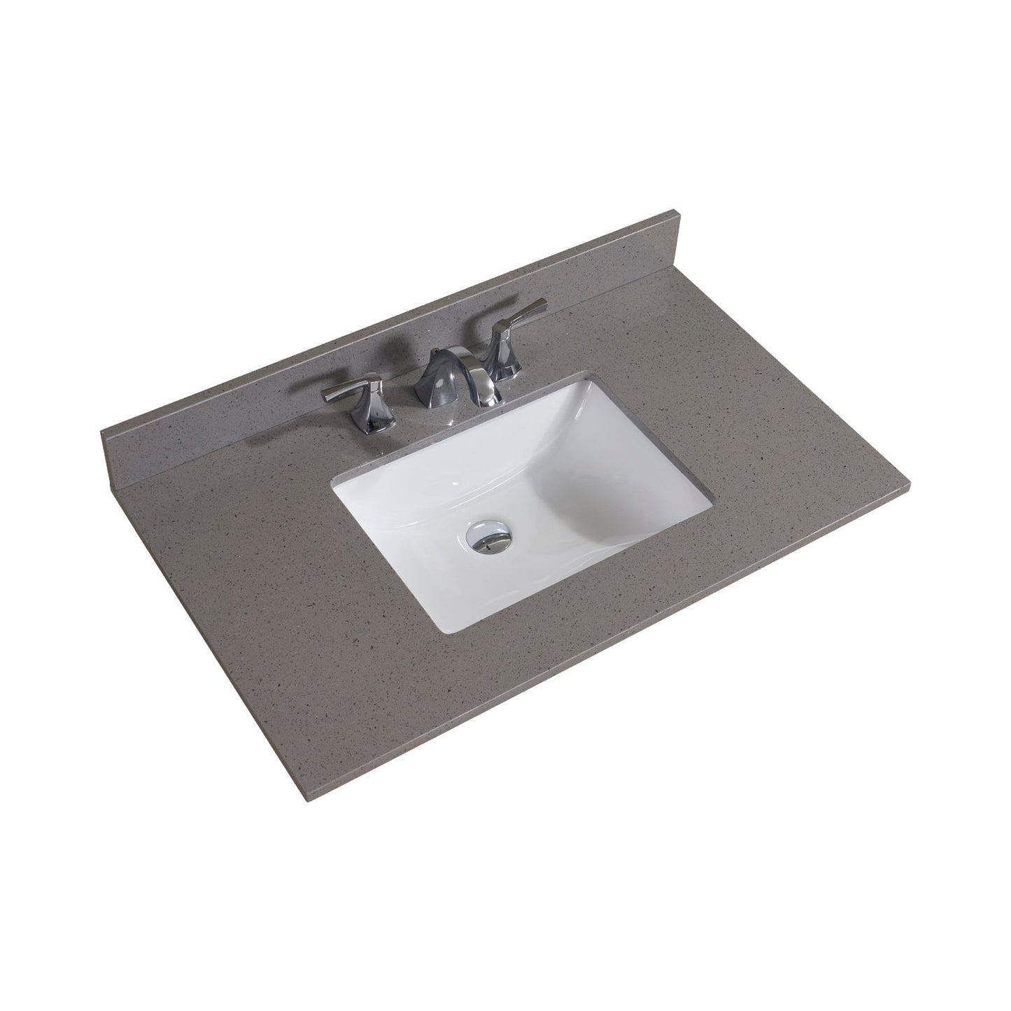 Altair Imperia 37" x 22" Mountain Gray Composite Stone Bathroom Vanity Top With White SInk