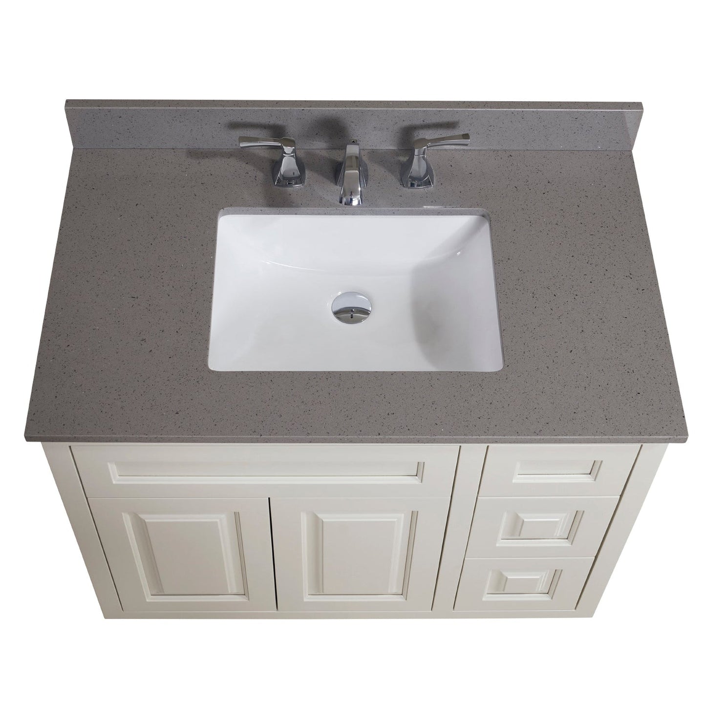 Altair Imperia 37" x 22" Mountain Gray Composite Stone Bathroom Vanity Top With White SInk