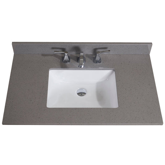 Altair Imperia 37" x 22" Mountain Gray Composite Stone Bathroom Vanity Top With White SInk