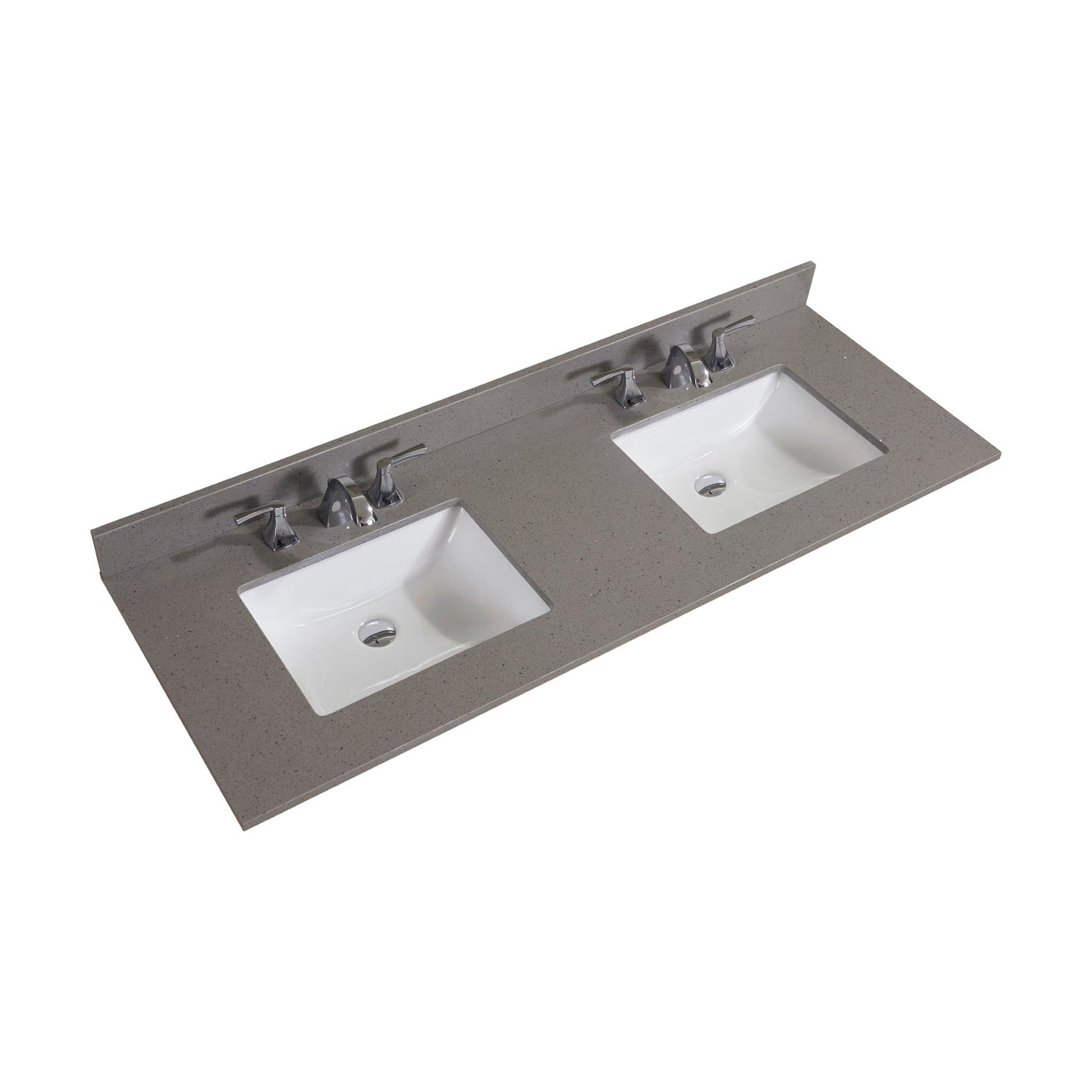 Altair Imperia 61" x 22" Mountain Gray Composite Stone Bathroom Vanity Top With White SInk