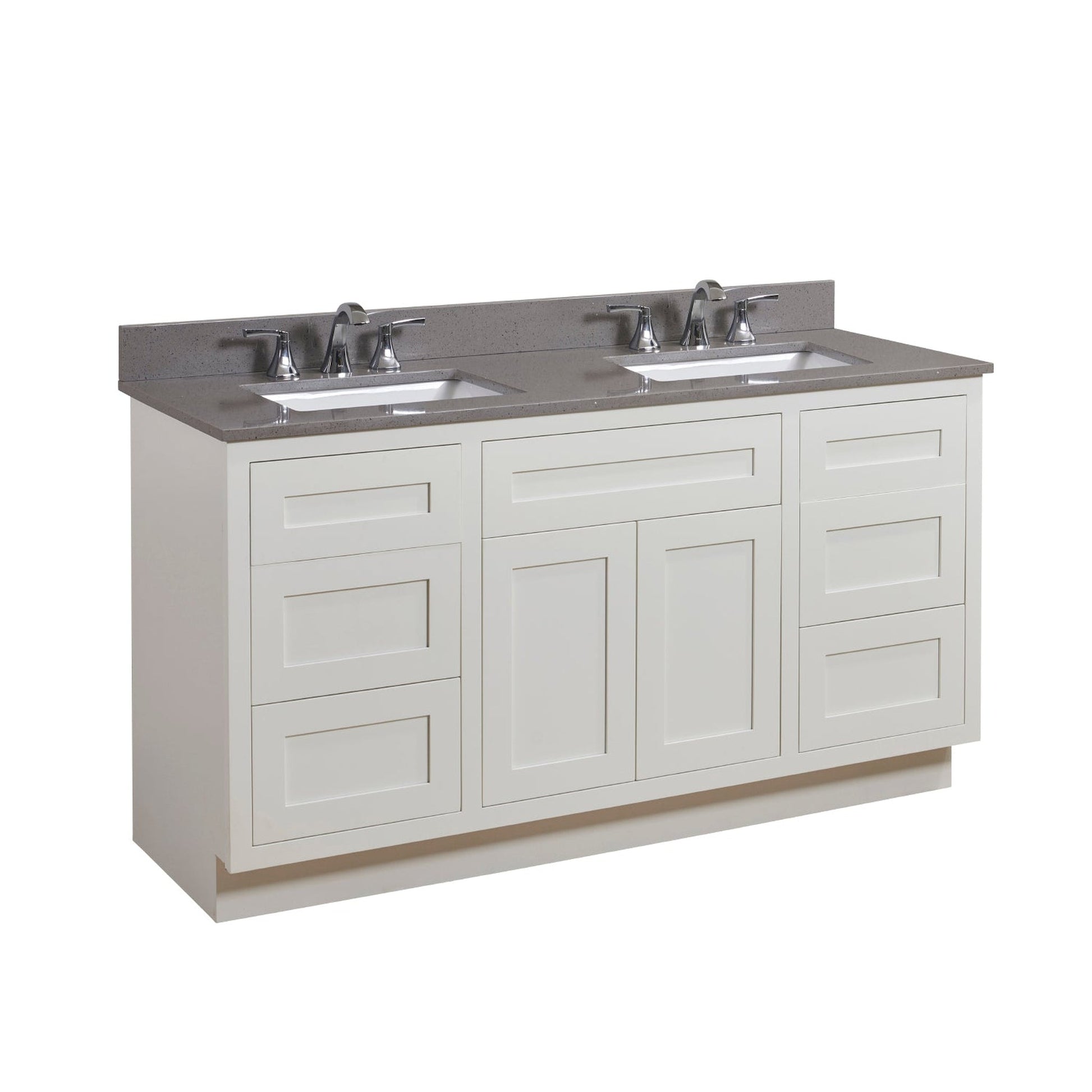 Altair Imperia 61" x 22" Mountain Gray Composite Stone Bathroom Vanity Top With White SInk