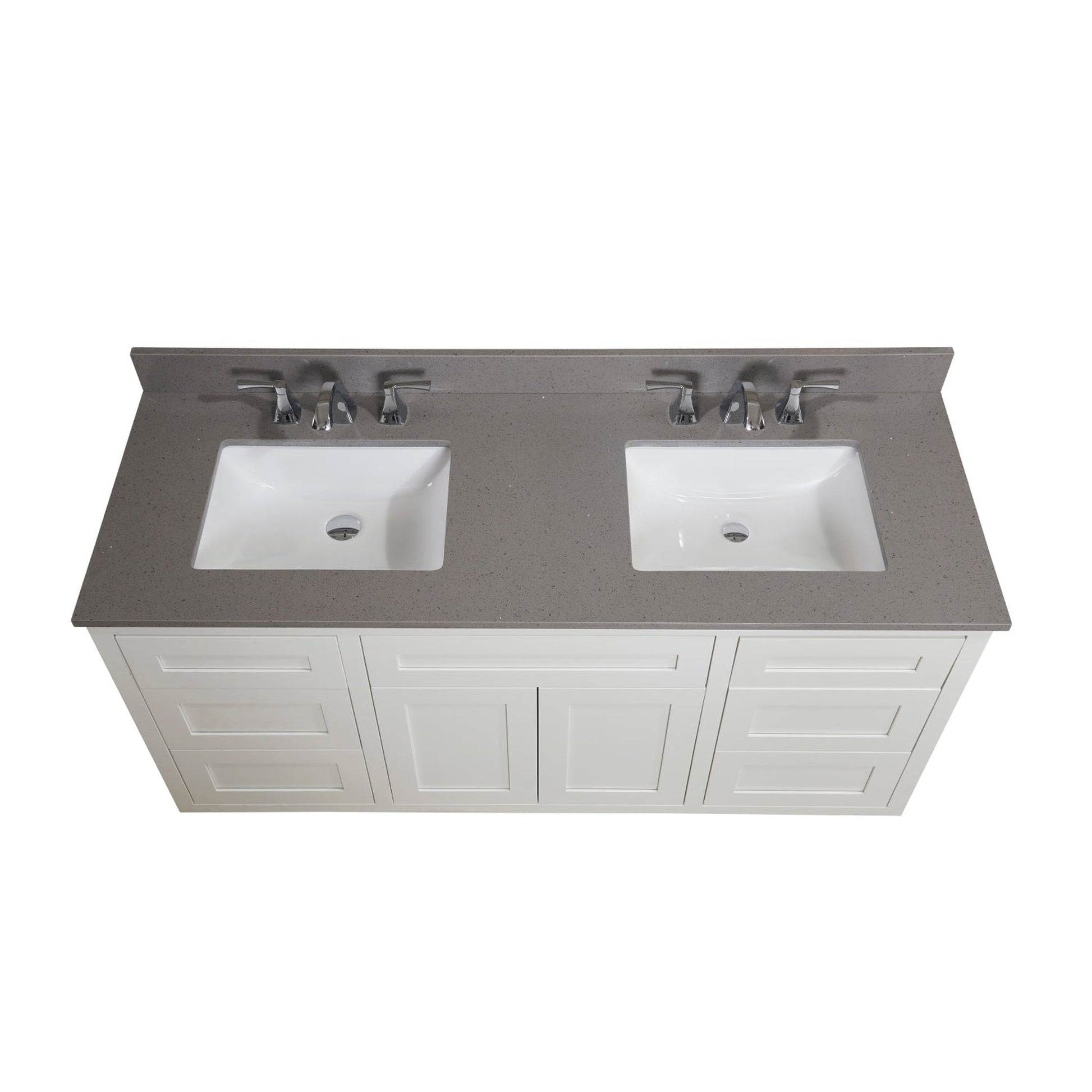 Altair Imperia 61" x 22" Mountain Gray Composite Stone Bathroom Vanity Top With White SInk