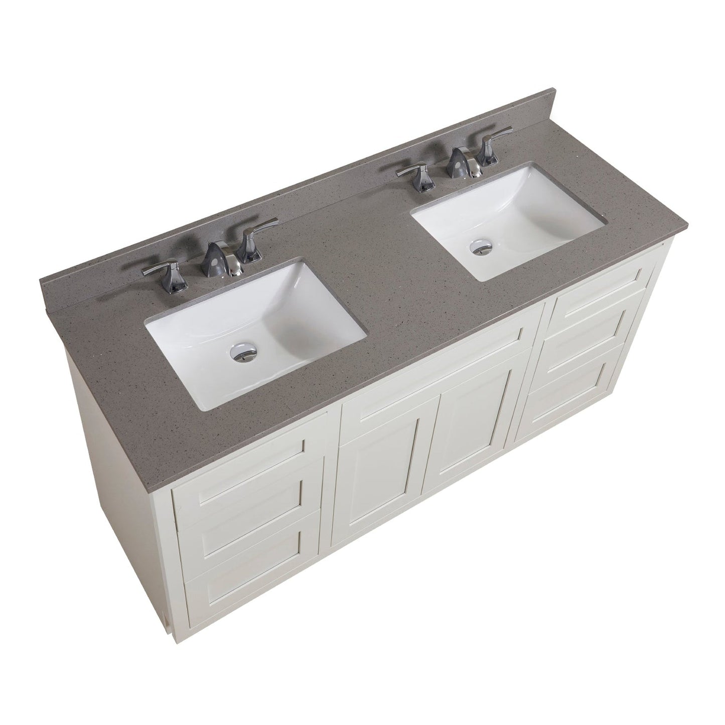 Altair Imperia 61" x 22" Mountain Gray Composite Stone Bathroom Vanity Top With White SInk