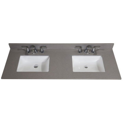 Altair Imperia 61" x 22" Mountain Gray Composite Stone Bathroom Vanity Top With White SInk