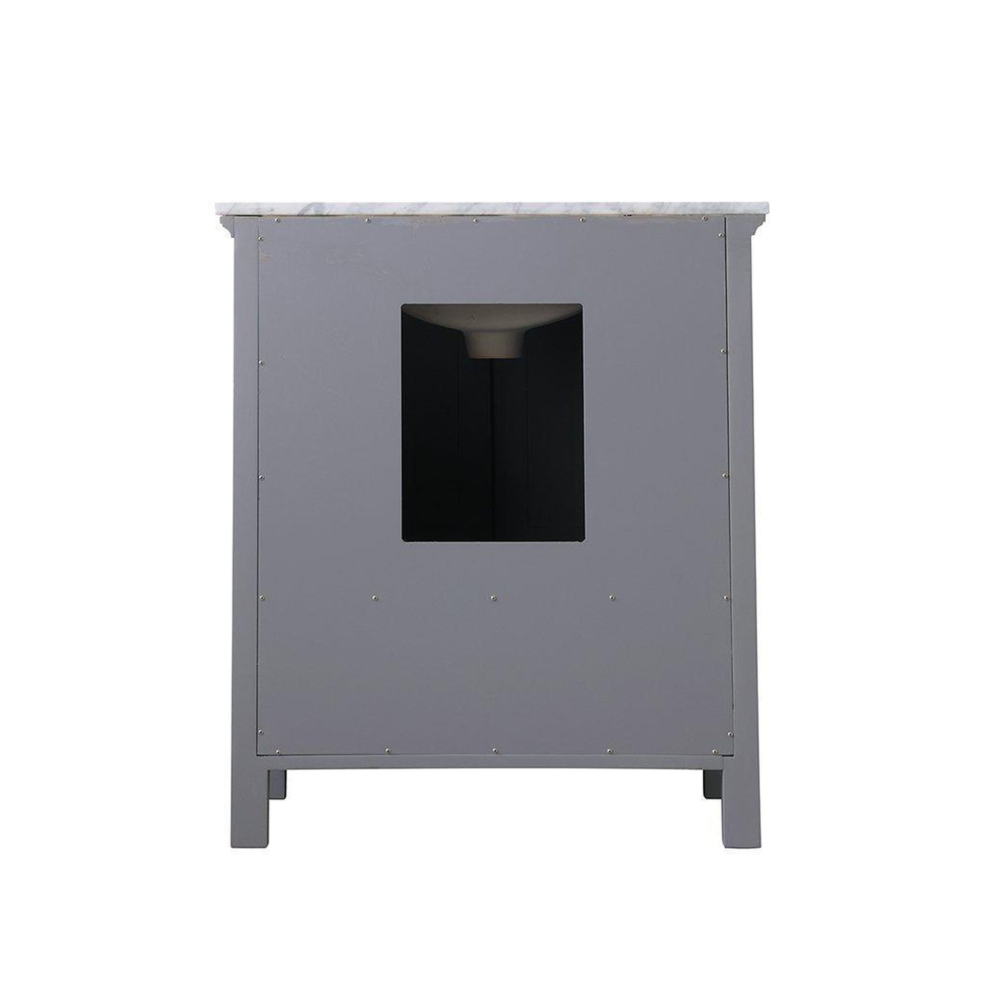 Altair Isla 30" Single Gray Freestanding Bathroom Vanity Set With Natural Carrara White Marble Top, Rectangular Undermount Ceramic Sink, and Overflow