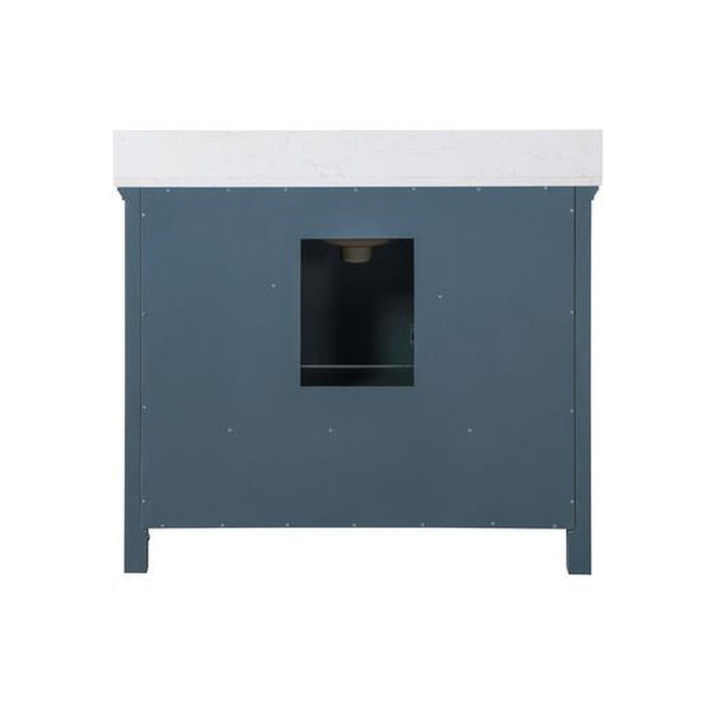 Altair Isla 42" Single Classic Blue Freestanding Bathroom Vanity Set With Aosta White Composite Stone Top, Rectangular Undermount Ceramic Sink, and Overflow