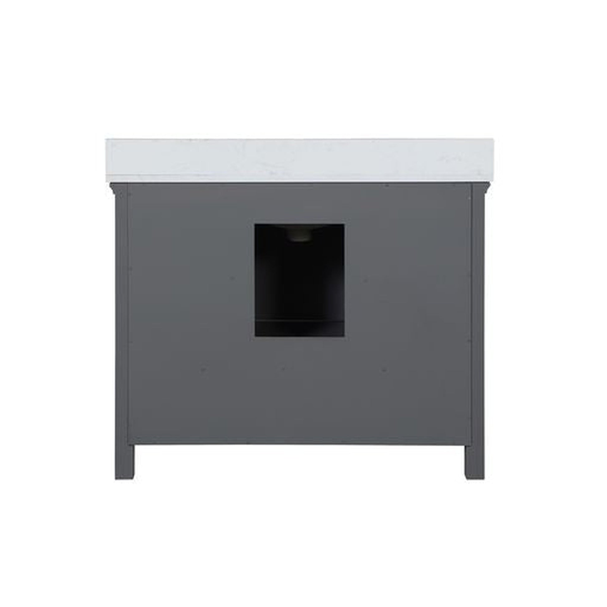 Altair Isla 42" Single Gray Freestanding Bathroom Vanity Set With Aosta White Composite Stone Top, Rectangular Undermount Ceramic Sink, and Overflow