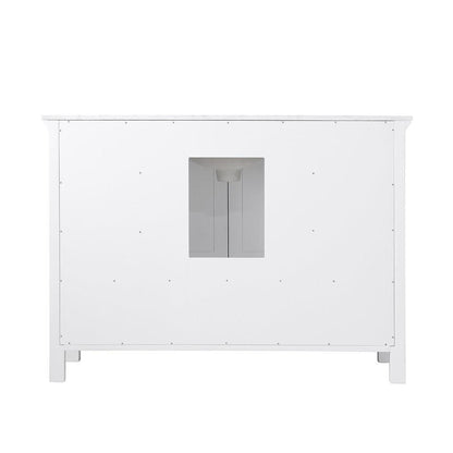 Altair Isla 48" Single White Freestanding Bathroom Vanity Set With Natural Carrara White Marble Top, Rectangular Undermount Ceramic Sink, and Overflow