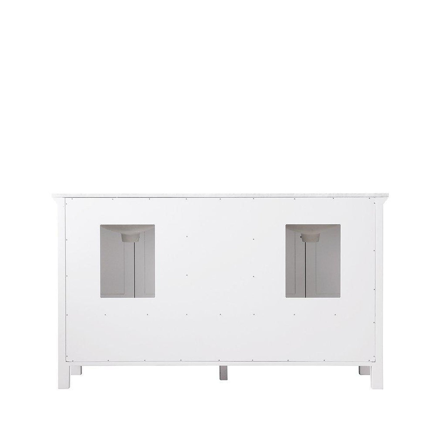 Altair Isla 60" Double White Freestanding Bathroom Vanity Set With Natural Carrara White Marble Top, Two Rectangular Undermount Ceramic Sinks, and Overflow