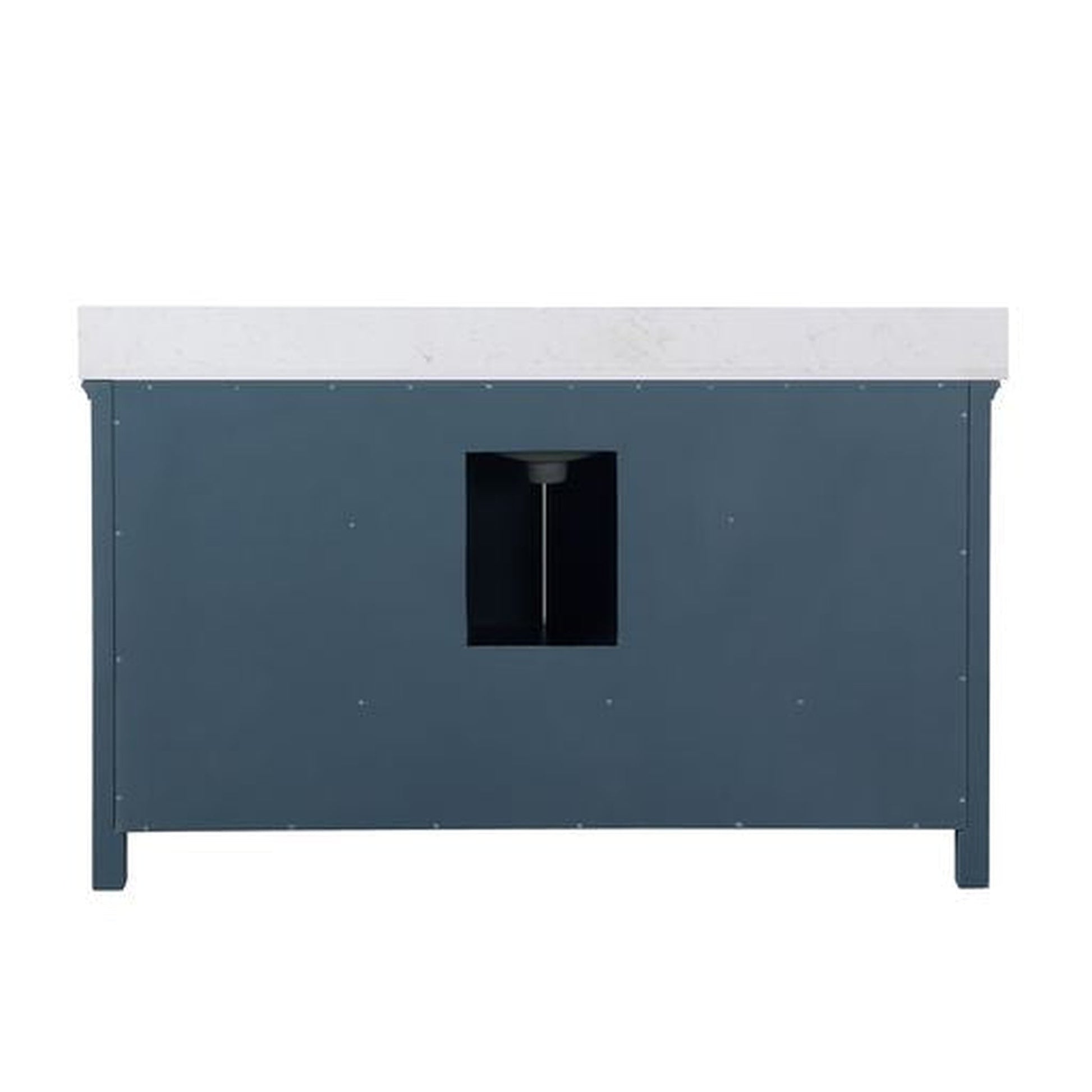 Altair Isla 60" Single Classic Blue Freestanding Bathroom Vanity Set With Aosta White Composite Stone Top, Rectangular Undermount Ceramic Sink, and Overflow