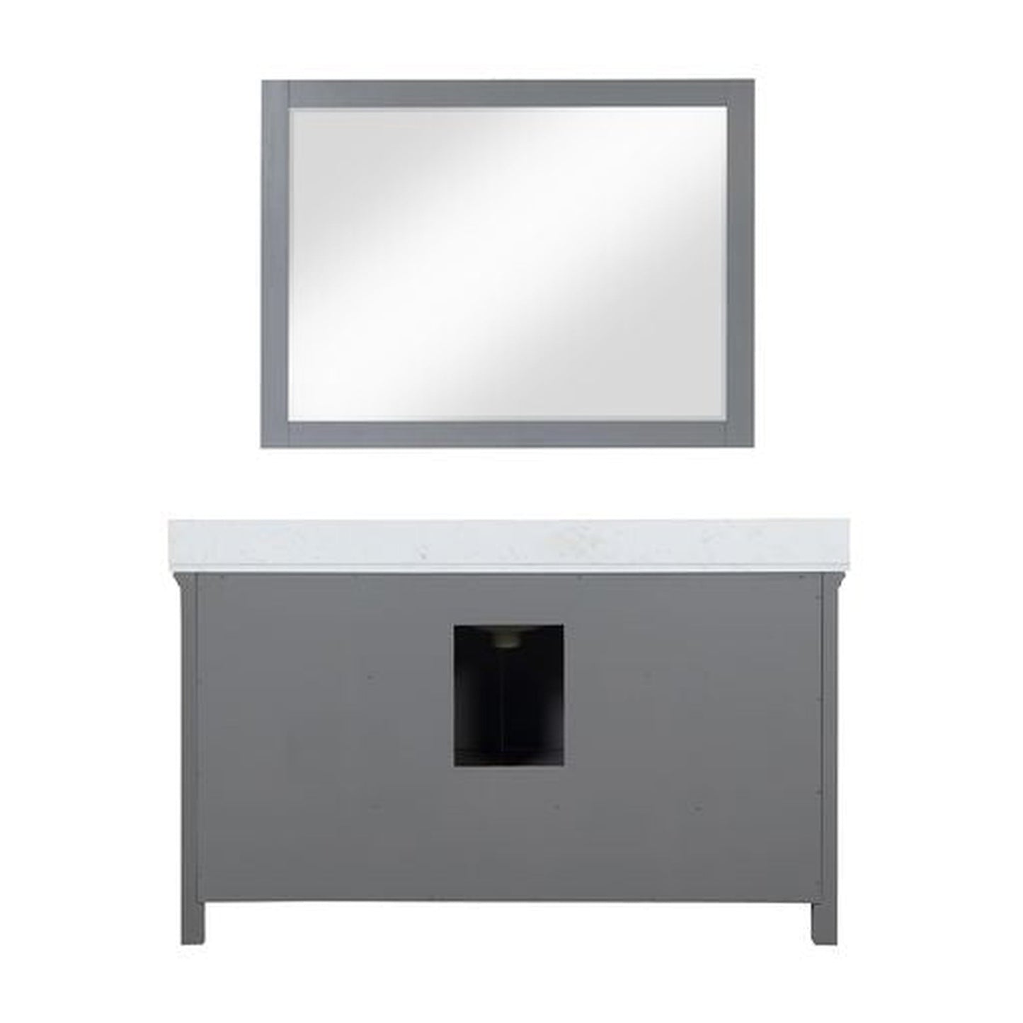 Altair Isla 60" Single Gray Freestanding Bathroom Vanity Set With Mirror, Aosta White Composite Stone Top, Rectangular Undermount Ceramic Sink, and Overflow