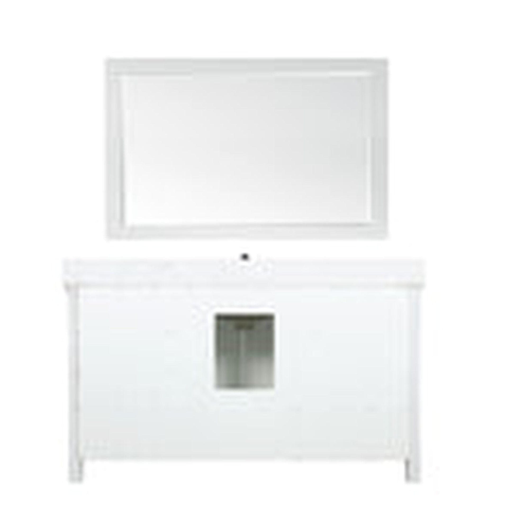 Altair Isla 60" Single White Freestanding Bathroom Vanity Set With Mirror, Aosta White Composite Stone Top Two Rectangular Undermount Ceramic Sinks, Overflow, and Backsplash