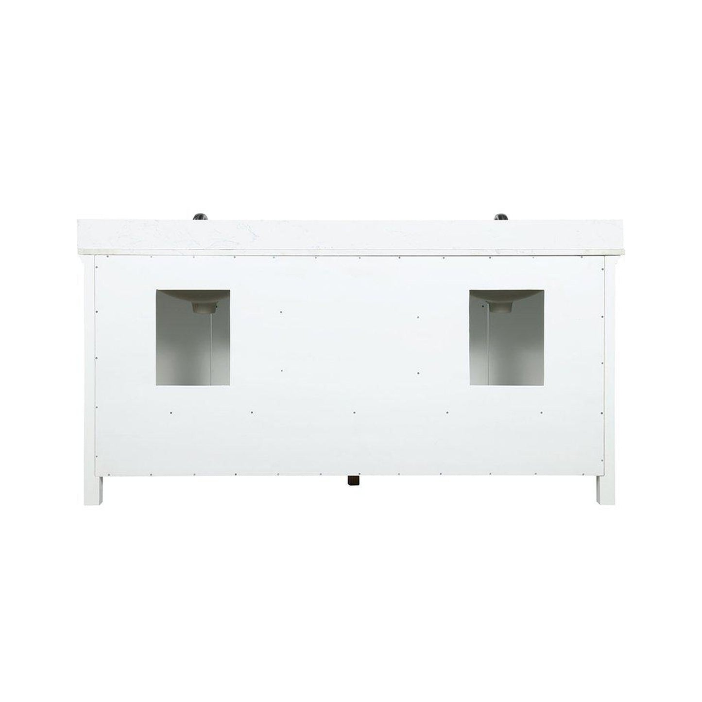 Altair Isla 72" Double White Freestanding Bathroom Vanity Set With Aosta White Composite Stone Top Two Rectangular Undermount Ceramic Sinks, Overflow, and Backsplash