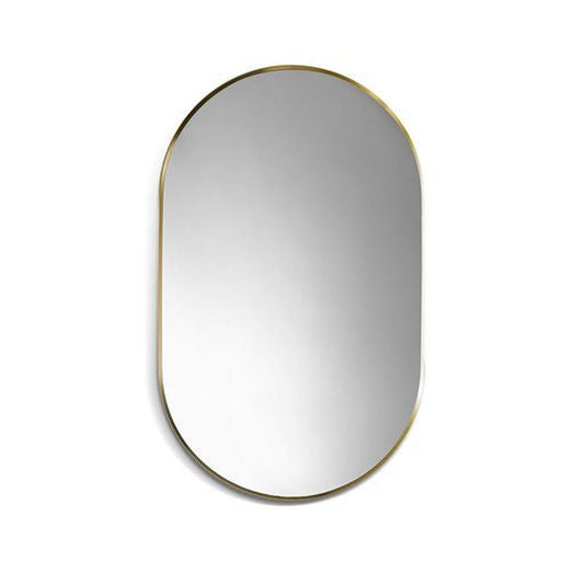 Altair Ispra 22" Oval Brushed Gold Aluminum Framed Wall-Mounted Mirror