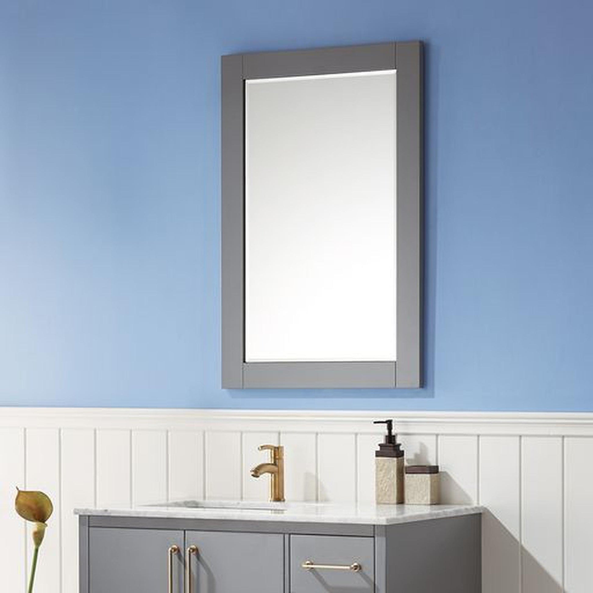 Altair Ivy 24" x 36" Rectangle Gray Wood Framed Wall-Mounted Mirror