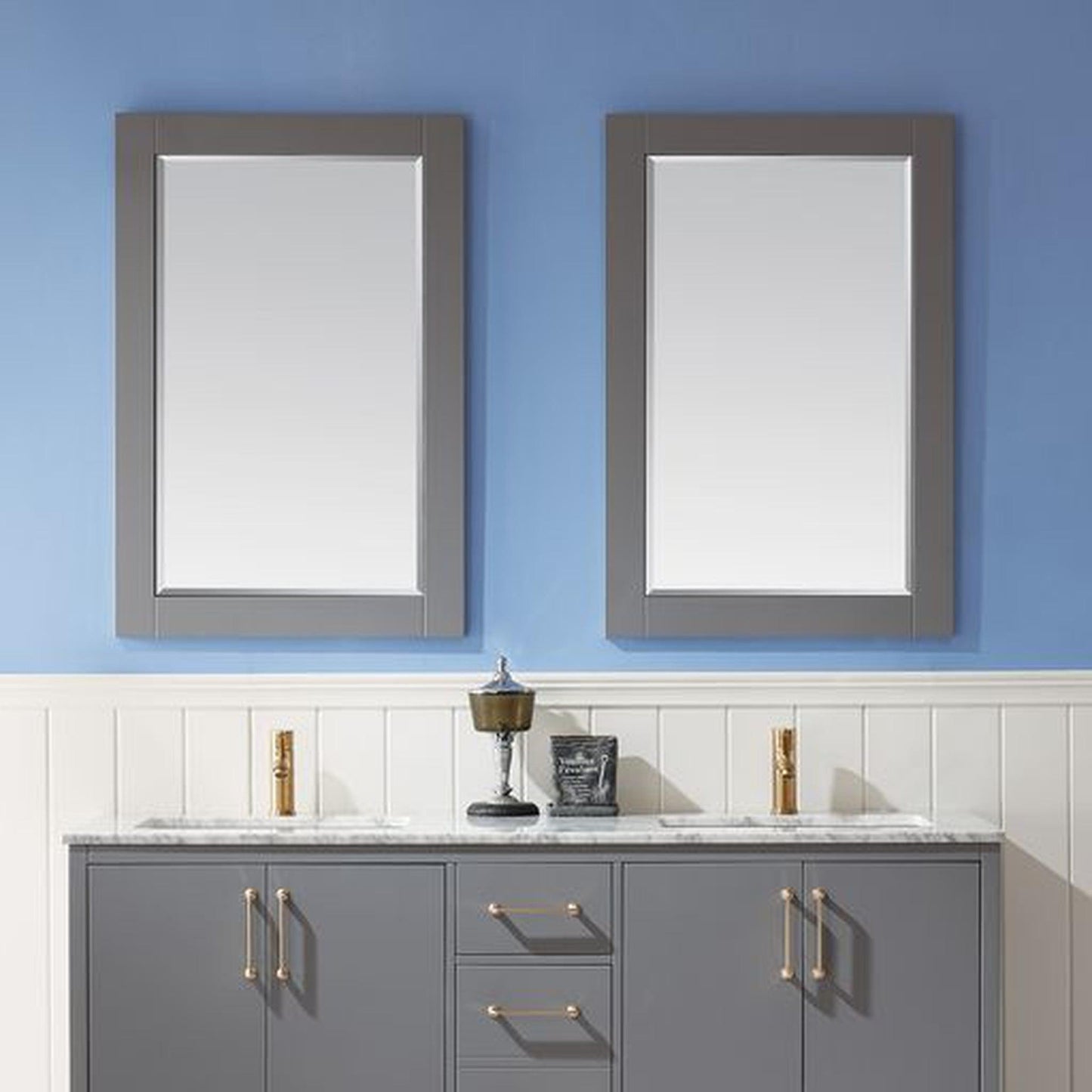 Altair Ivy 24" x 36" Rectangle Gray Wood Framed Wall-Mounted Mirror