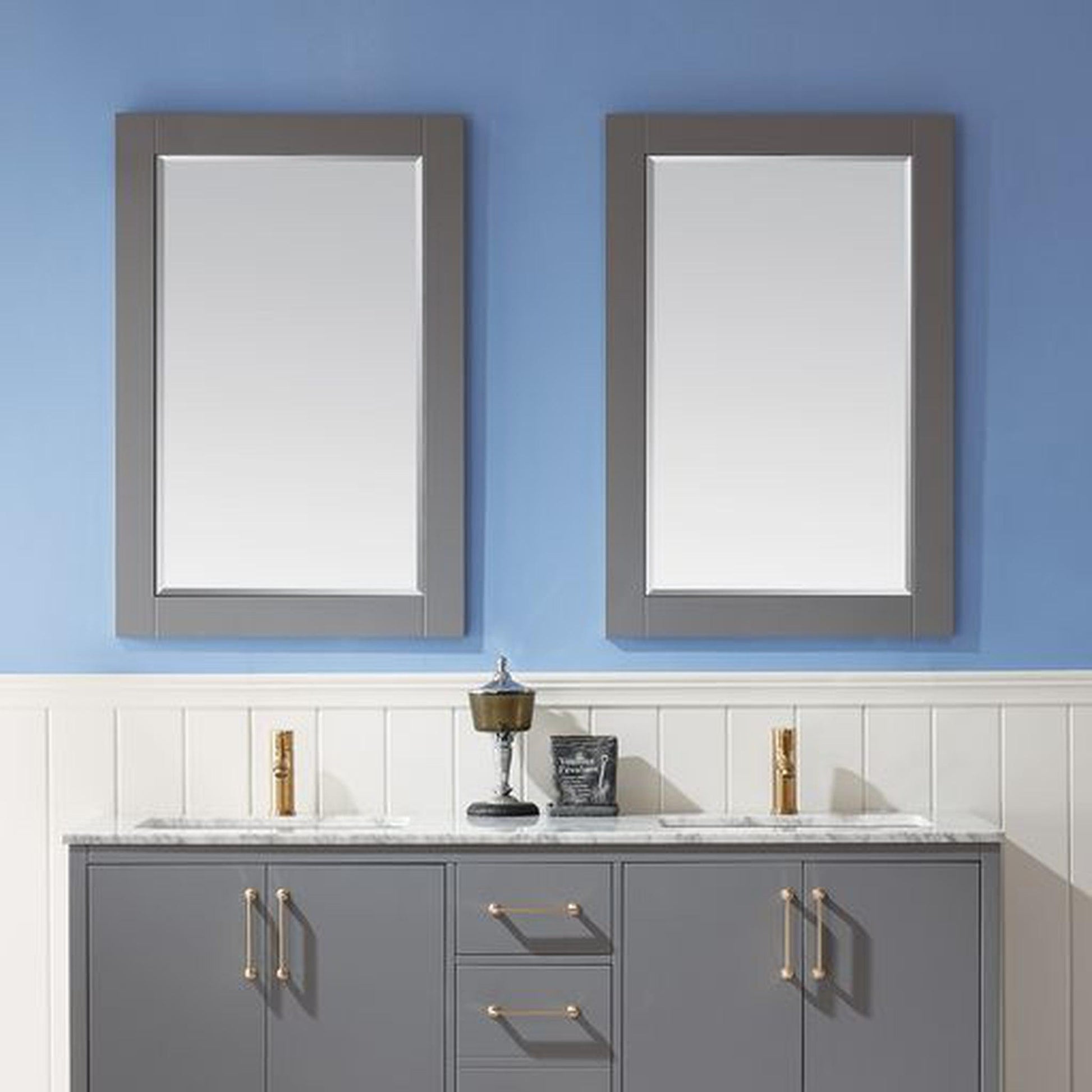 Altair Ivy 24" x 36" Rectangle Gray Wood Framed Wall-Mounted Mirror