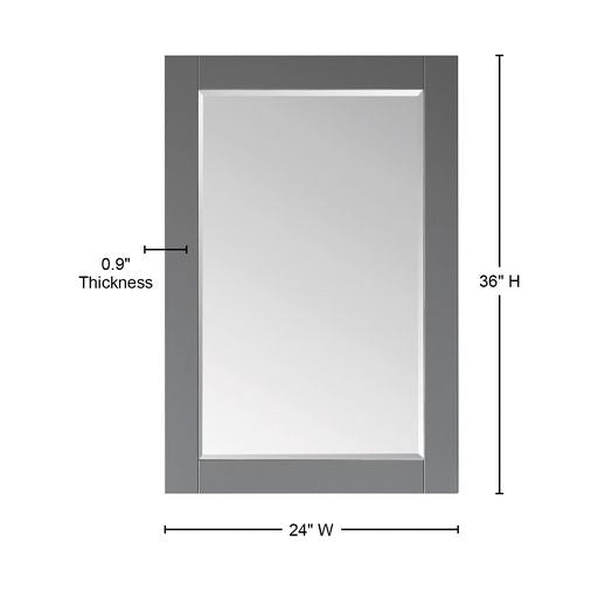 Altair Ivy 24" x 36" Rectangle Gray Wood Framed Wall-Mounted Mirror