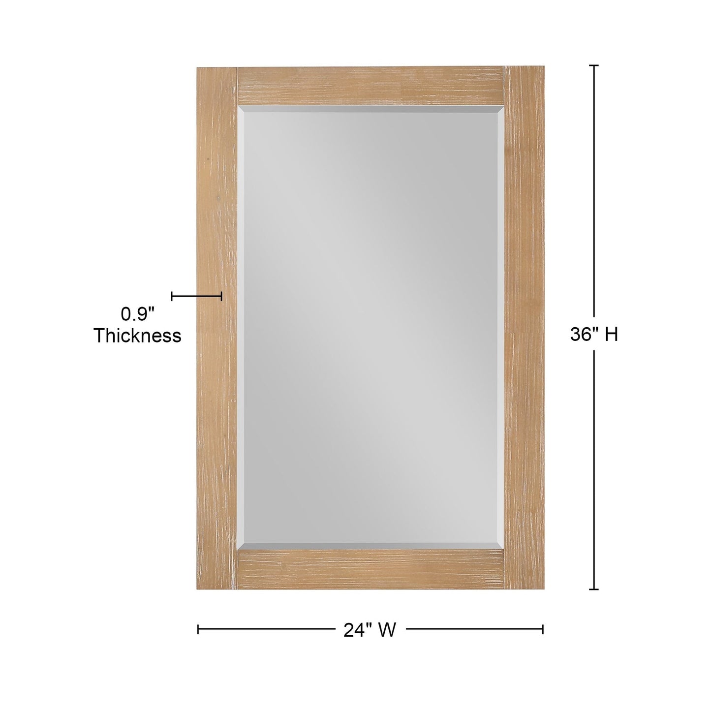 Altair Ivy 24" x 36" Rectangle Weathered Pine Wood Framed Wall-Mounted Mirror