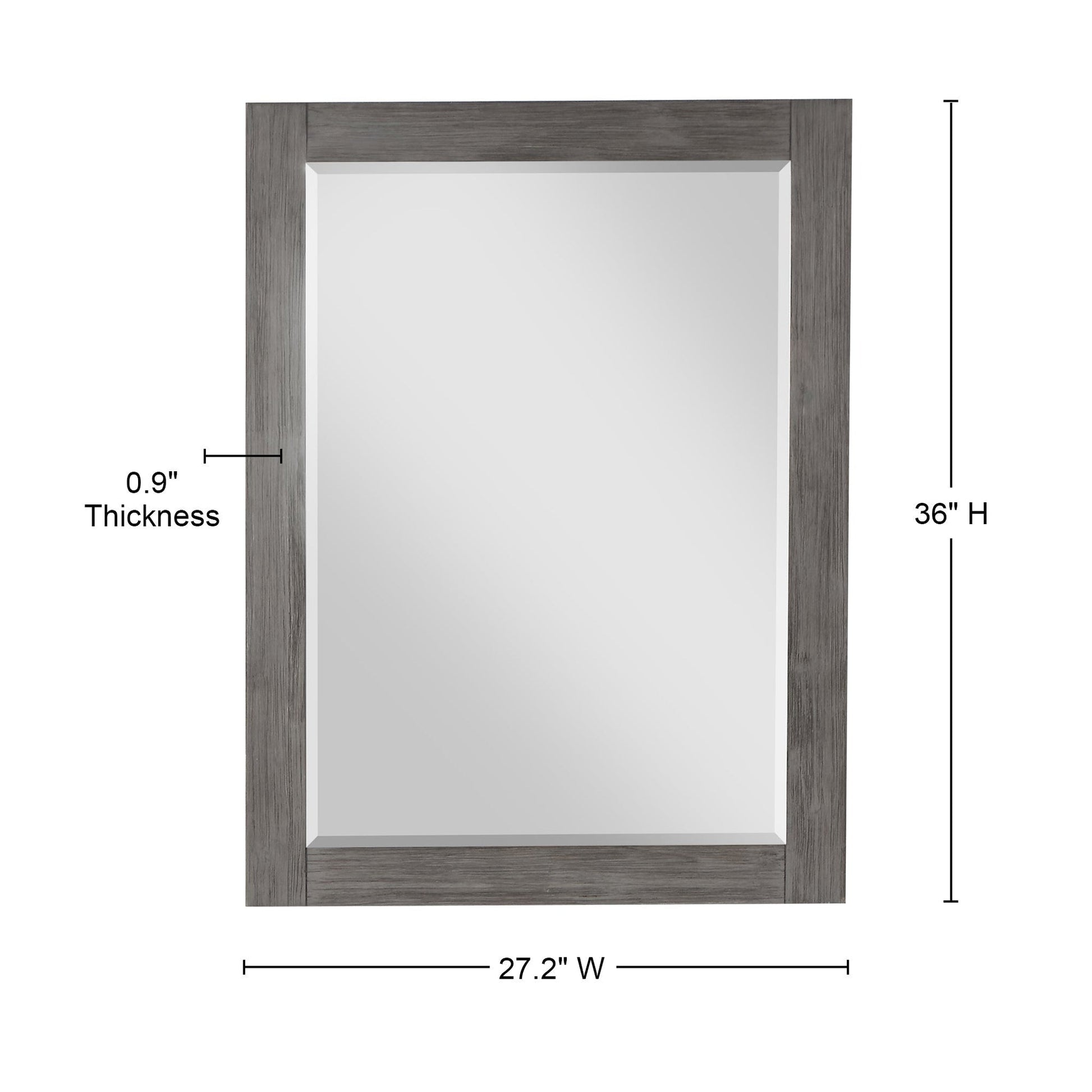 Altair Ivy 27" x 36" Rectangle Classical Gray Wood Framed Wall-Mounted Mirror