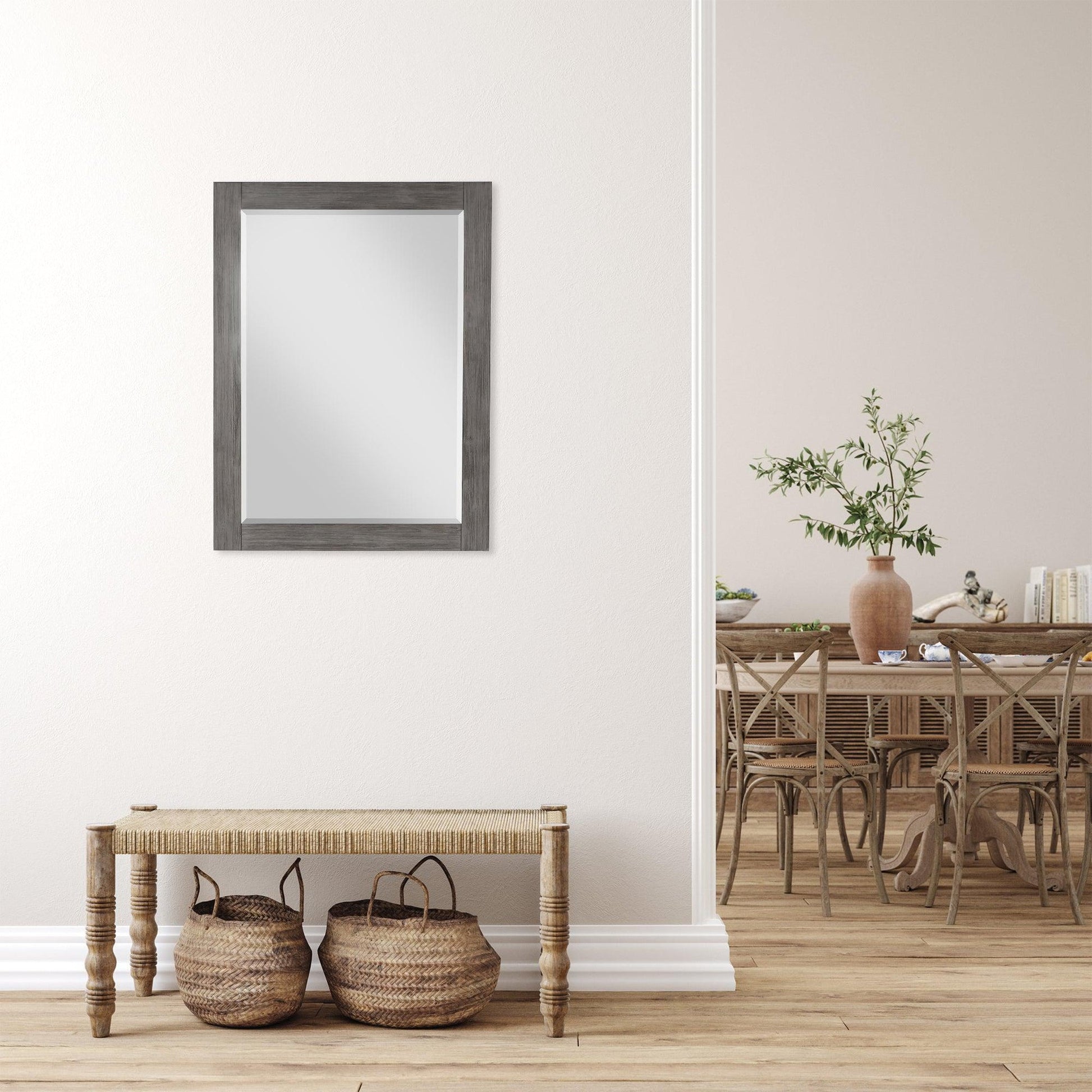 Altair Ivy 27" x 36" Rectangle Classical Gray Wood Framed Wall-Mounted Mirror