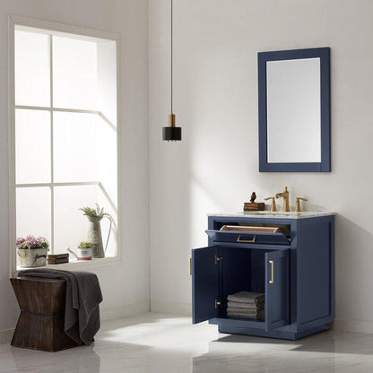 Altair Ivy 30" Royal Blue Freestanding Single Bathroom Vanity Base With Mirror