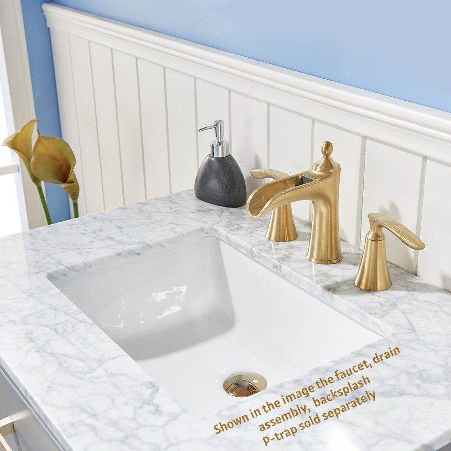 Altair Ivy 30" Single Gray Freestanding Bathroom Vanity Set With Natural Carrara White Marble Top, Rectangular Undermount Ceramic Sink, and Overflow