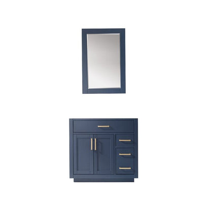 Altair Ivy 36" Royal Blue Freestanding Single Bathroom Vanity Base With Mirror