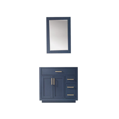 Altair Ivy 36" Royal Blue Freestanding Single Bathroom Vanity Base With Mirror