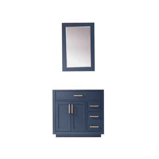 Altair Ivy 36" Royal Blue Freestanding Single Bathroom Vanity Base With Mirror