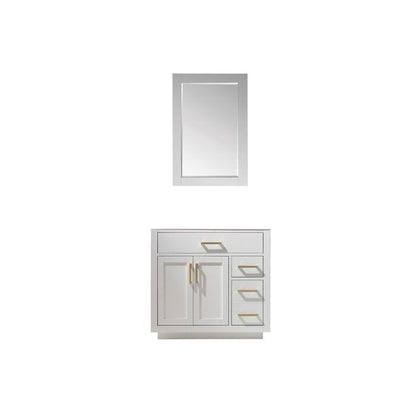Altair Ivy 36" White Freestanding Single Bathroom Vanity Base With Mirror