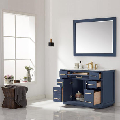 Altair Ivy 48" Royal Blue Freestanding Single Bathroom Vanity Base With Mirror