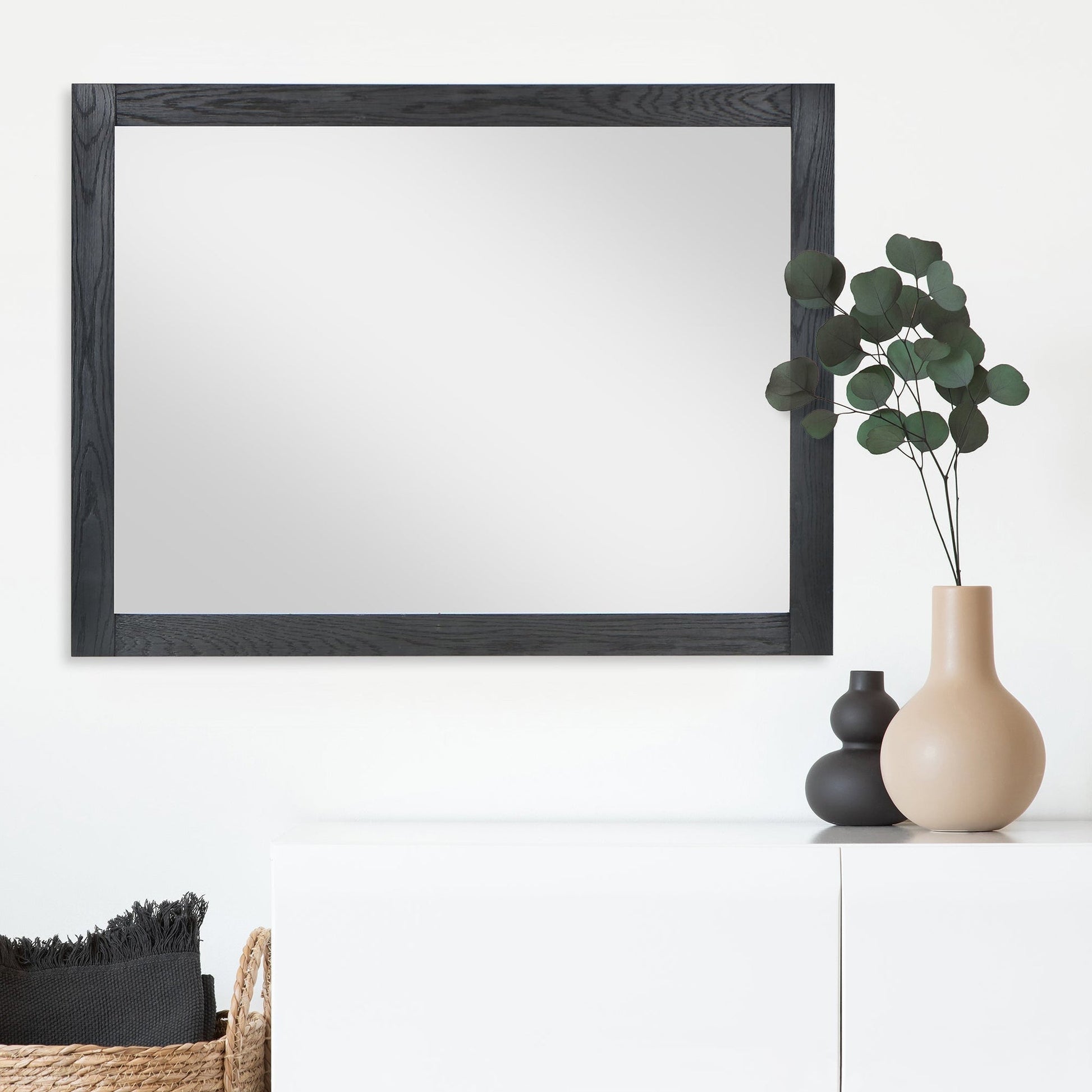 Altair Ivy 48" x 36" Rectangle Brown Oak Wood Framed Wall-Mounted Mirror