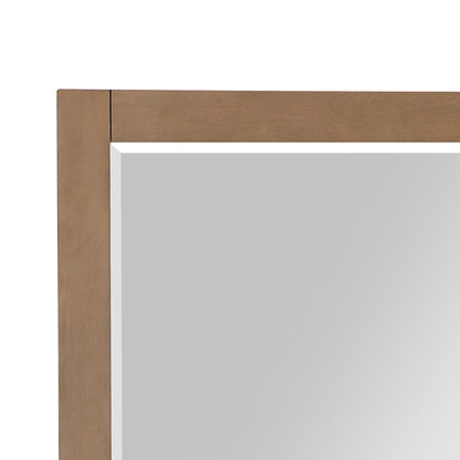 Altair Ivy 48" x 36" Rectangle Brown Pine Wood Framed Wall-Mounted Mirror