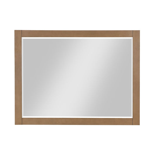 Altair Ivy 48" x 36" Rectangle Brown Pine Wood Framed Wall-Mounted Mirror