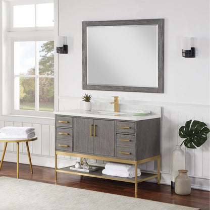 Altair Ivy 48" x 36" Rectangle Classical Gray Wood Framed Wall-Mounted Mirror