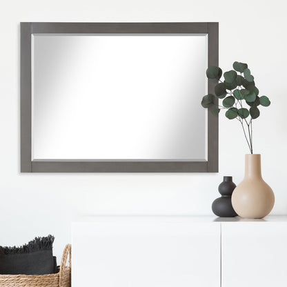 Altair Ivy 48" x 36" Rectangle Gray Pine Wood Framed Wall-Mounted Mirror