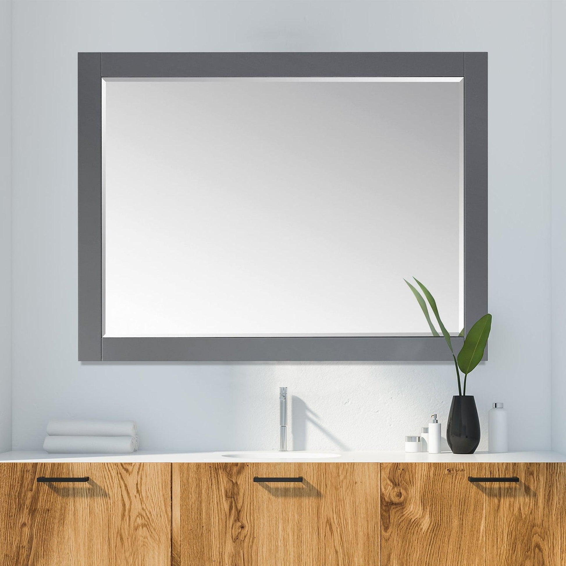 Altair Ivy 48" x 36" Rectangle Gray Wood Framed Wall-Mounted Mirror